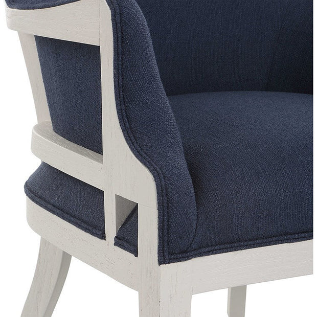 Uttermost Gordonston Regatta Blue Fabric White Wood Accent Armchair