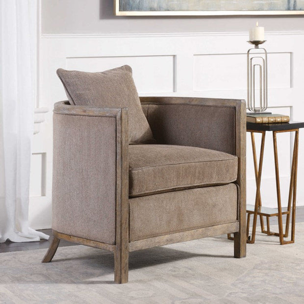 Uttermost Viaggio Gray Chenille Barrel Back Tub Chair