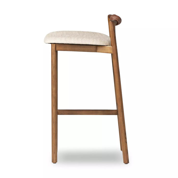 Four Hands Baden Low Back Bar Stool ~ Acala Wheat Fabric Seat