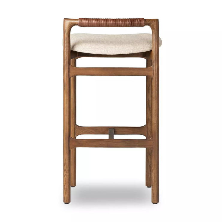 Four Hands Baden Low Back Bar Stool ~ Acala Wheat Fabric Seat