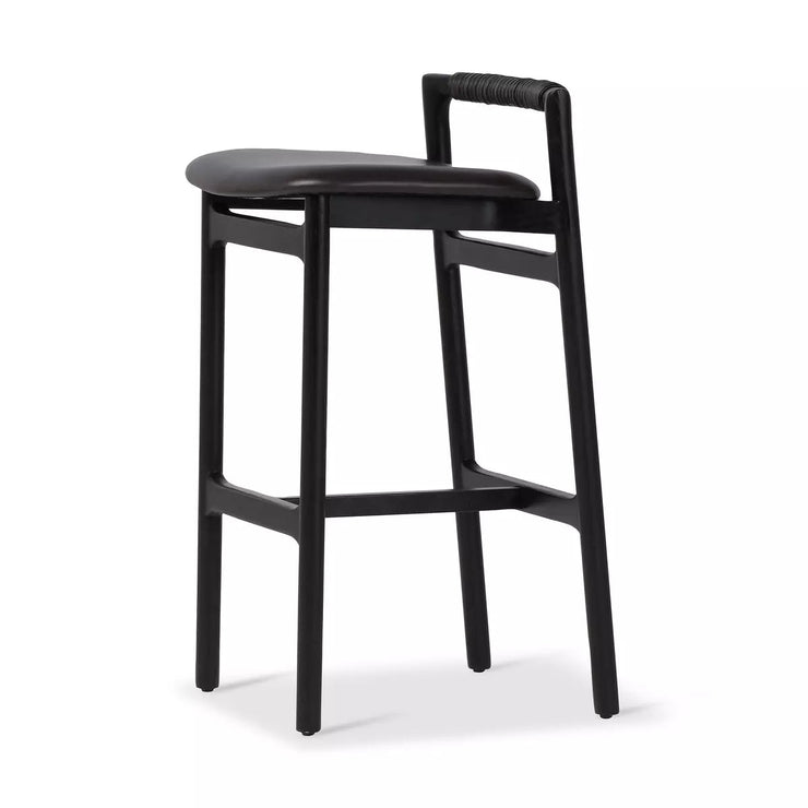 Four Hands Baden Low Back Bar Stool ~ Sonoma Black Leather Seat