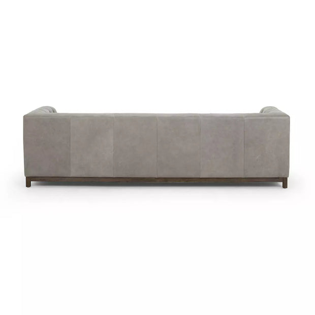 Four Hands Baldwin Button Tufted Sofa 98" ~ Palermo Pewter Top Grain Leather