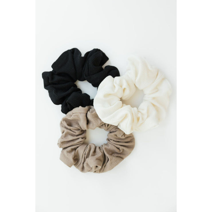 Cozy Earth Bamboo Rib-Knit Hair Scrunchies Set of 3