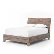 Four Hands Banana Leaf Woven Bed ~ Queen Size Mango Wood Bed
