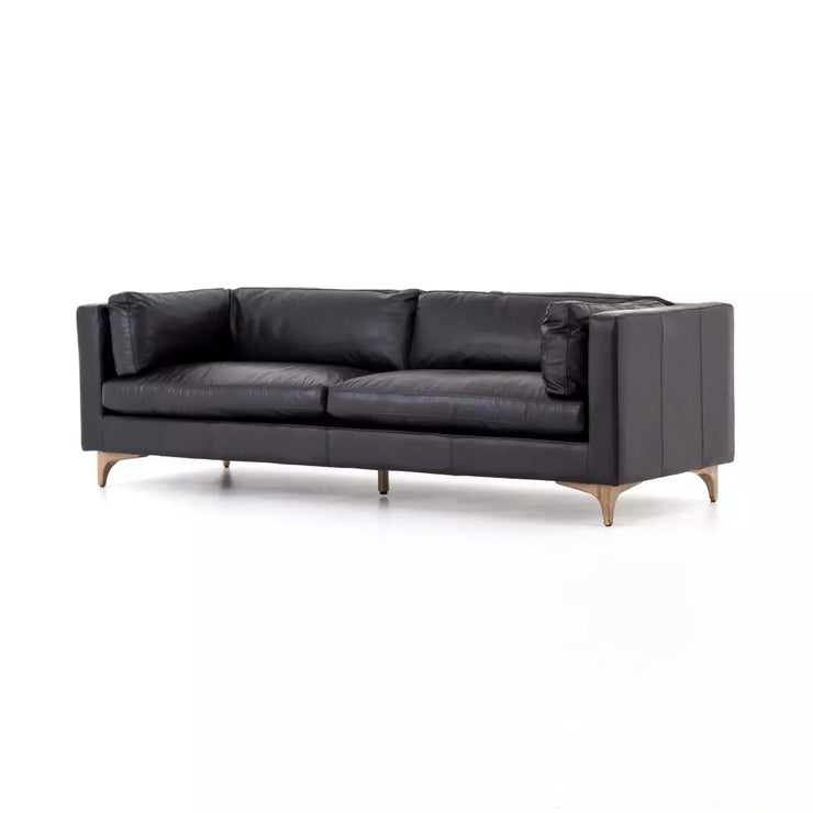 Four Hands Beckwith Sofa ~ Rider Black Top Grain Leather