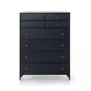 Four Hands Belmont 8 Drawer Tall Black Iron Dresser With Weathered Bronze Knobs