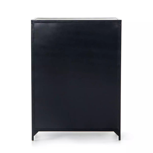 Four Hands Belmont 8 Drawer Tall Black Iron Dresser With Weathered Bronze Knobs