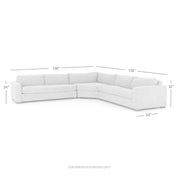 Four Hands Boone 3 Piece Sectional 138” ~ Thames Coal Upholstered Performance Fabric