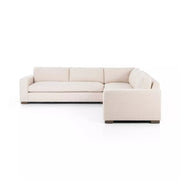 Four Hands Boone 3 Piece Sectional 118” ~ Thames Cream Upholstered Performance Fabric