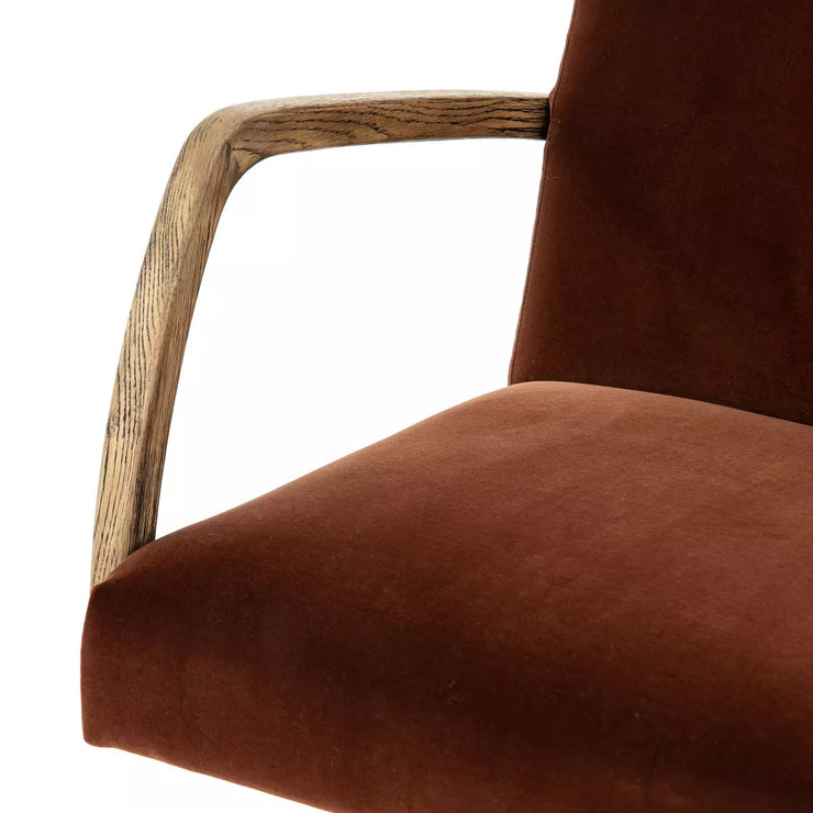 Four Hands Bryson Desk Chair With Casters ~ Auburn Velvet Upholstered Fabric