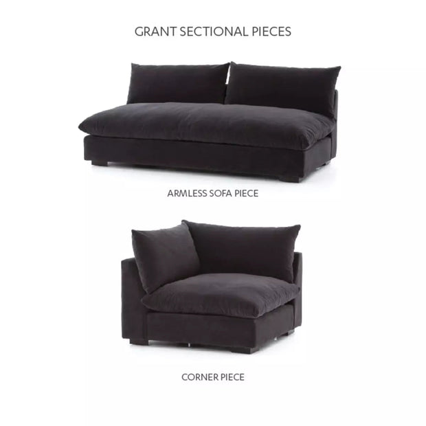 Four Hands Grant Sectional Corner Piece ~ Henry Charcoal Upholstered Performance Fabric