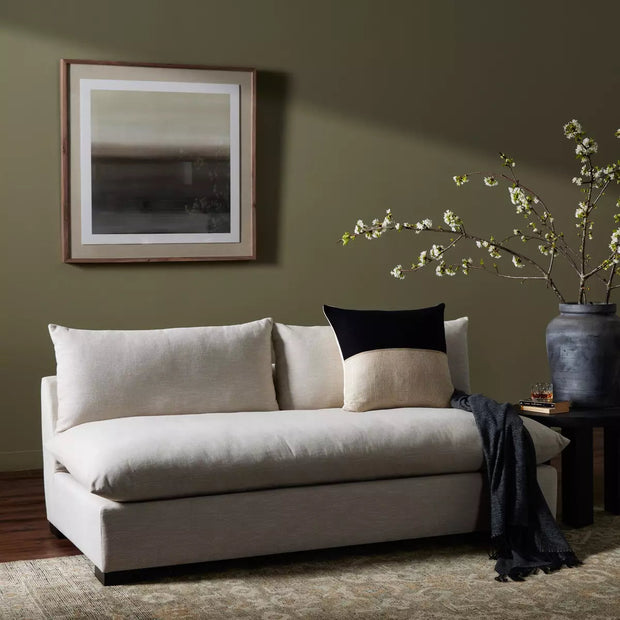 Four Hands Grant Sectional Armless Sofa 74” ~ Ashby Oatmeal Upholstered Performance Fabric