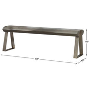 Uttermost Acai Gray Wash Wood Contemporary Pewter Metal Bench