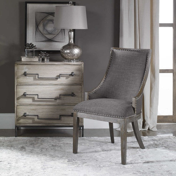 Uttermost Aidrian Charcoal Gray Linen Accent Chair