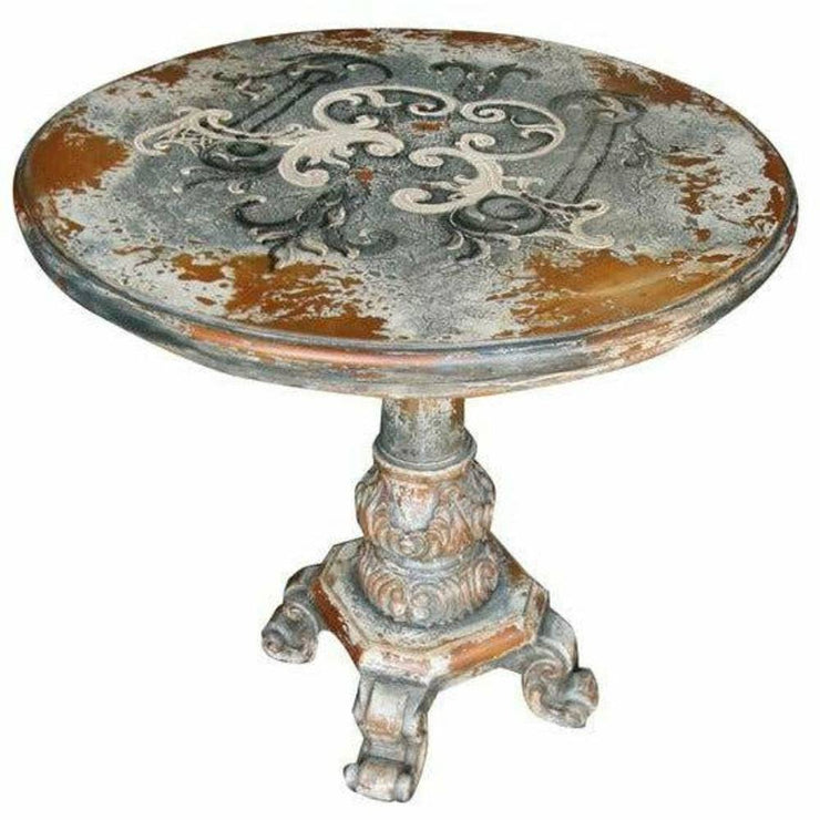 Casa Bonita Peruvian Hand-Painted Carved Wood Cambria Round End Table