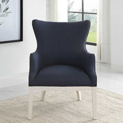 Uttermost Gordonston Regatta Blue Fabric White Wood Accent Armchair