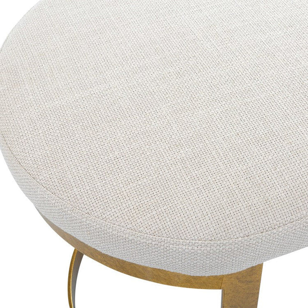 Uttermost Infinity White Linen Performance Fabric Seat Modern Antique Gold  Iron Small Bench