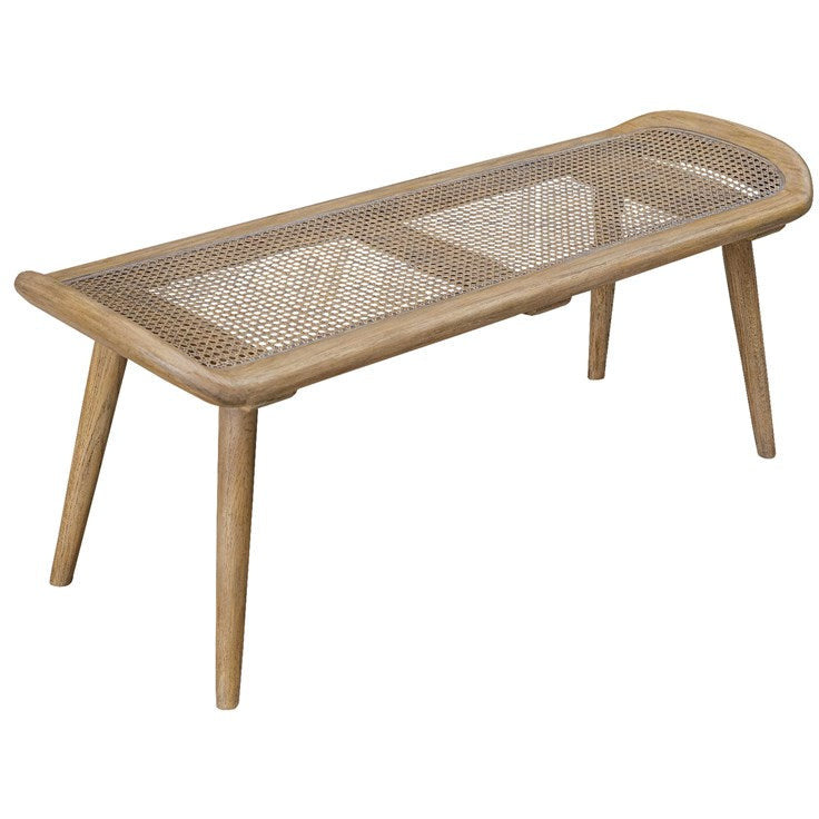 Uttermost Arne Woven Straw Seat Wood Bench