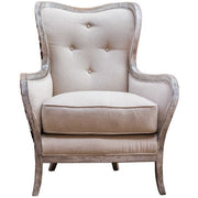 Uttermost Chalina Linen with Velvet Back Aged Bone Wood Accent Chair