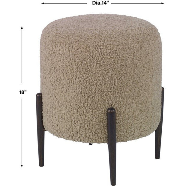 Uttermost Arles Latte Faux Shearling Round Ottoman