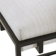 Uttermost Paradox Textured White Fabric Cushion Modern Black Iron Small Bench