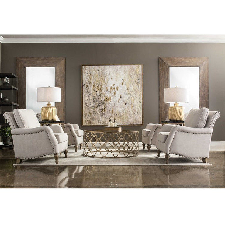 Uttermost Armstead Antique White Fabric Classic Armchair