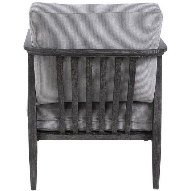 Uttermost Brunei Steel Gray Fabric Dark Ebony Wood Modern Accent Chair