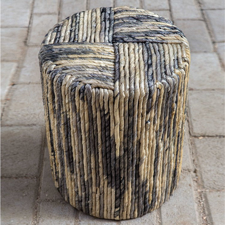 Uttermost Sunda Woven Banana Leaf Coastal Round Accent Stool