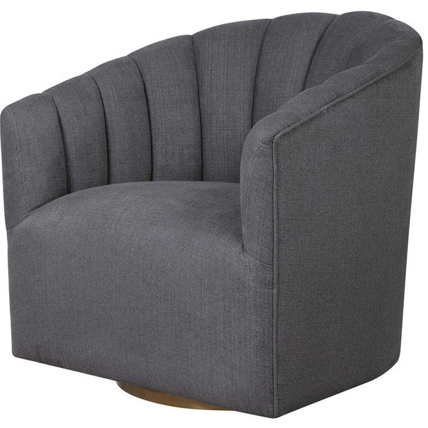 Uttermost Cuthbert Charcoal Gray Fabric Barrel Back Swivel Chair