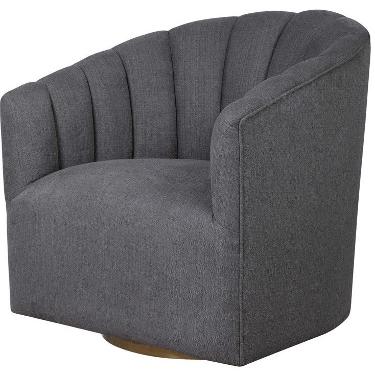 Uttermost Cuthbert Charcoal Gray Fabric Barrel Back Swivel Chair