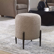 Uttermost Arles Latte Faux Shearling Round Ottoman