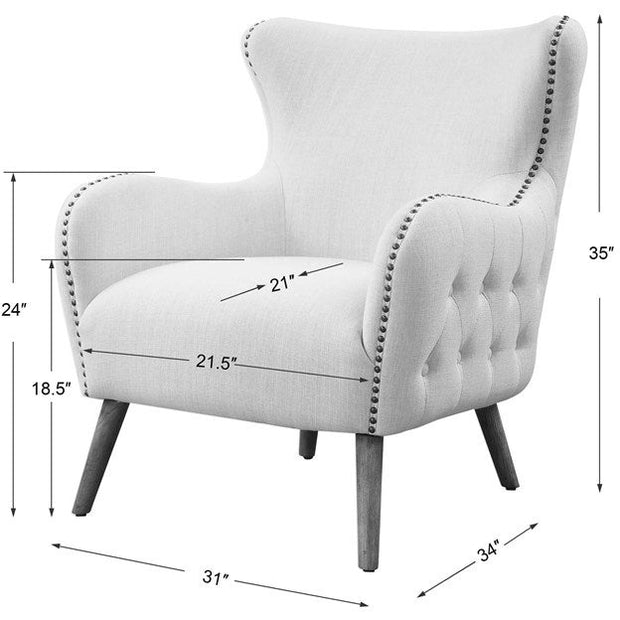 Uttermost Donya Cream Linen Accent Chair With Button Tufted Back