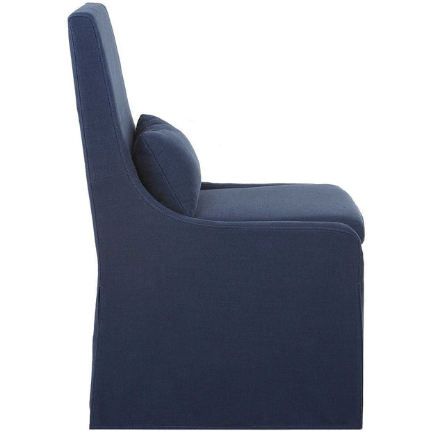Uttermost Coley Denim Blue Linen Performance Fabric Slipcovered Armless Chair With Pillow