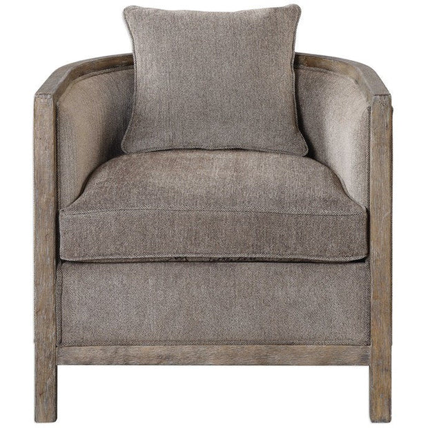 Uttermost Viaggio Gray Chenille Barrel Back Tub Chair