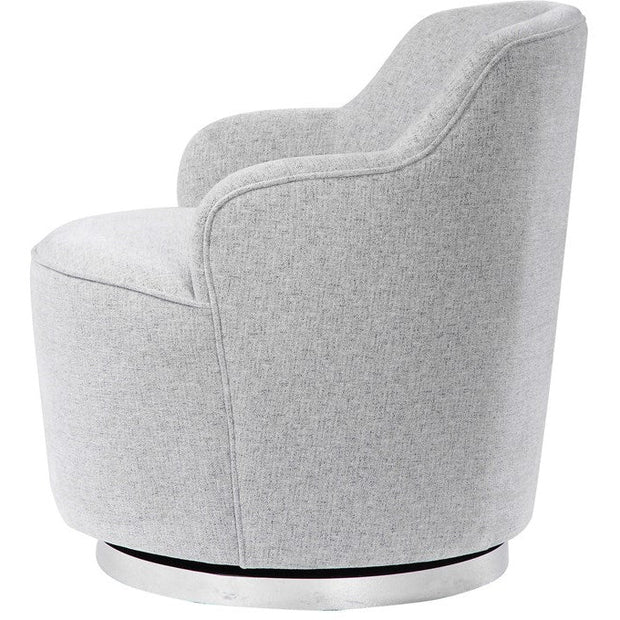 Uttermost Hobart Stone Linen Swivel Chair With Stainless Steel Base