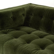 Four Hands Dylan Tufted Sofa 91” ~ Sapphire Olive Upholstered Velvet Fabric