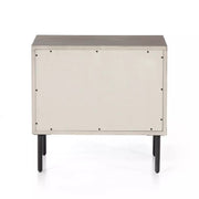 Four Hands Carly 2 Drawer Nightstand ~ Grey Wash with Iron Base