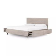 Four Hands Carly Storage Bed ~ Grey Wash Acacia Wood King Size Bed