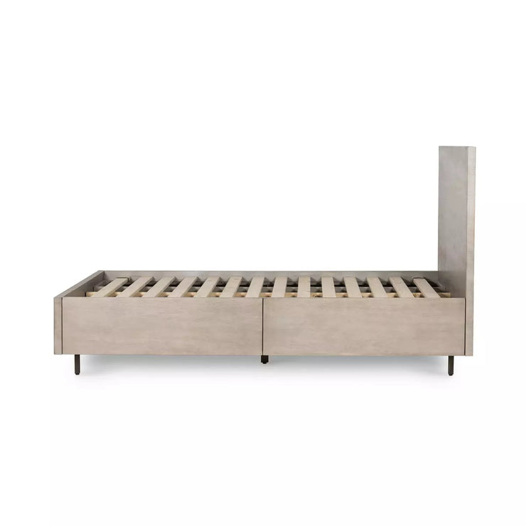 Four Hands Carly Storage Bed ~ Grey Wash Acacia Wood Queen Size Bed