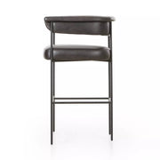 Four Hands Carrie Bar Stool ~ Sonoma Black Upholstered Leather