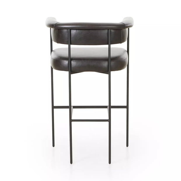 Four Hands Carrie Bar Stool ~ Sonoma Black Upholstered Leather