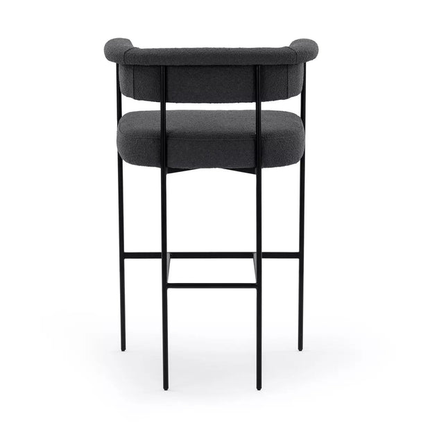 Four Hands Carrie Bar Stool ~ Boucle Slate Upholstered Performance Fabric