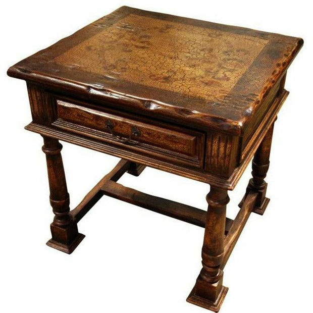 Casa Bonita Peruvian Hand-Painted Carved Wood Provencal End Table