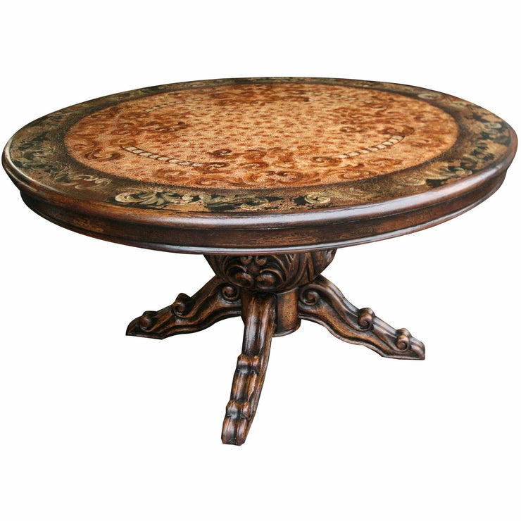 Casa Bonita Peruvian Hand-Painted and Carved Wood 60” Round Torino Dining Table