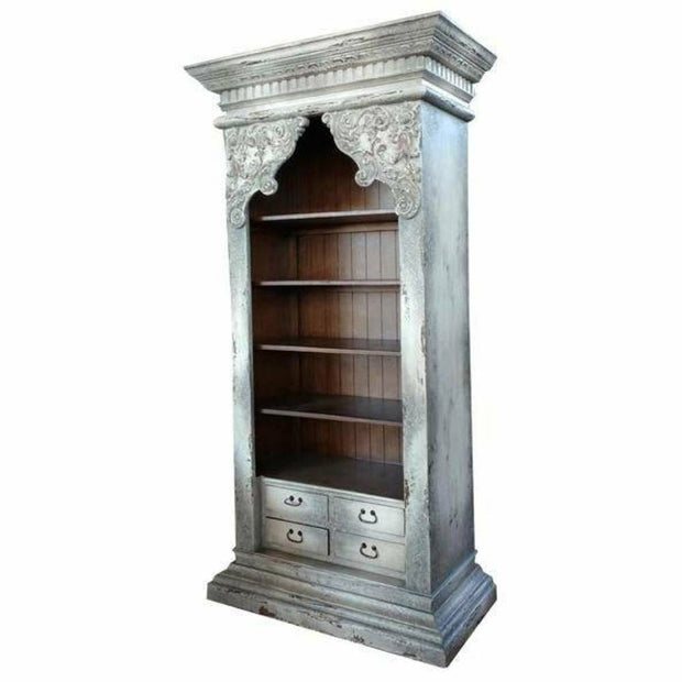 Casa Bonita Peruvian Hand-Painted Carved Wood Renaissance Bookcase