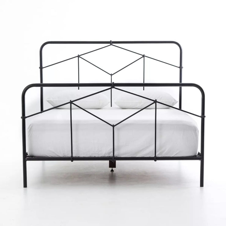 Four Hands Casey Iron Bed ~ Sandblasted Vintage Black Queen Size Bed