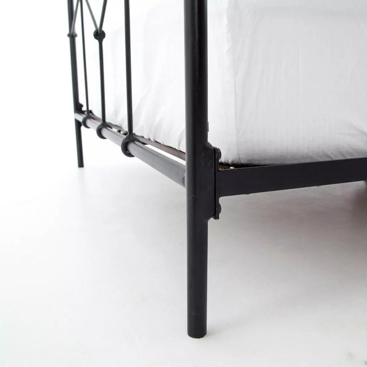 Four Hands Casey Iron Bed ~ Sandblasted Vintage Black Queen Size Bed