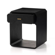Four Hands Caspian Nightstand ~ Black Ash Finish With Brass Hardware