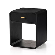 Four Hands Caspian Nightstand ~ Black Ash Finish With Brass Hardware