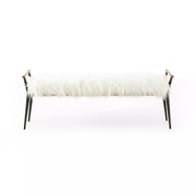 Four Hands Charlotte Bench ~ Mongolian Cream Fur Cushioned Seat